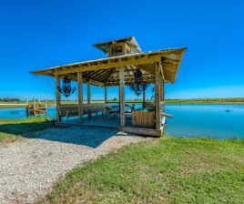 Gazebo on pond at Crawfish Haven Mrs. Rose's Bed and Breakfast